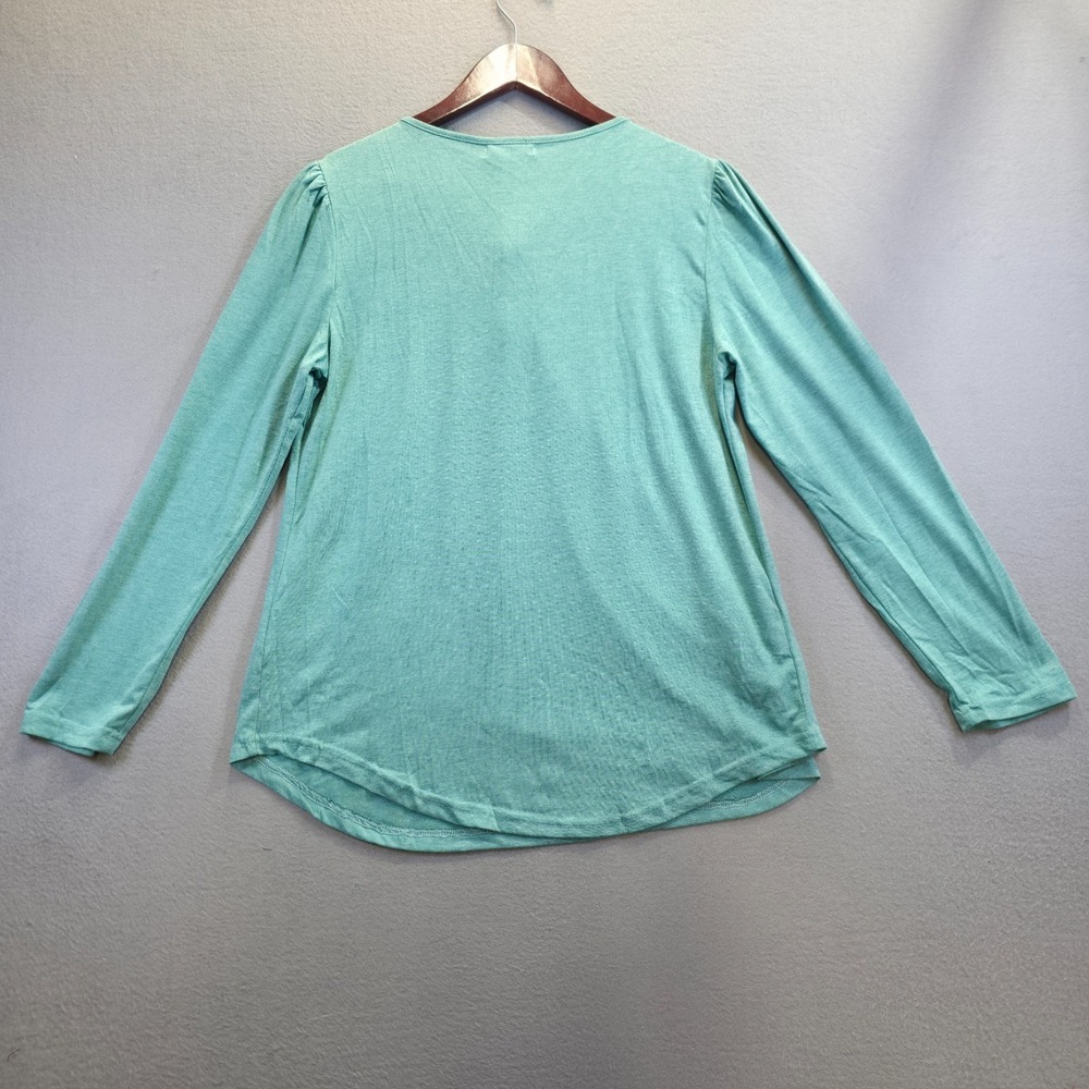 Elgogy Women's Green Square Neck Long Sleeve Blouse Size Medium NWT - Picture 5 of 9
